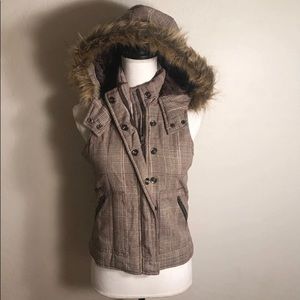 Charlotte Russe jacket vest w/ fur hood